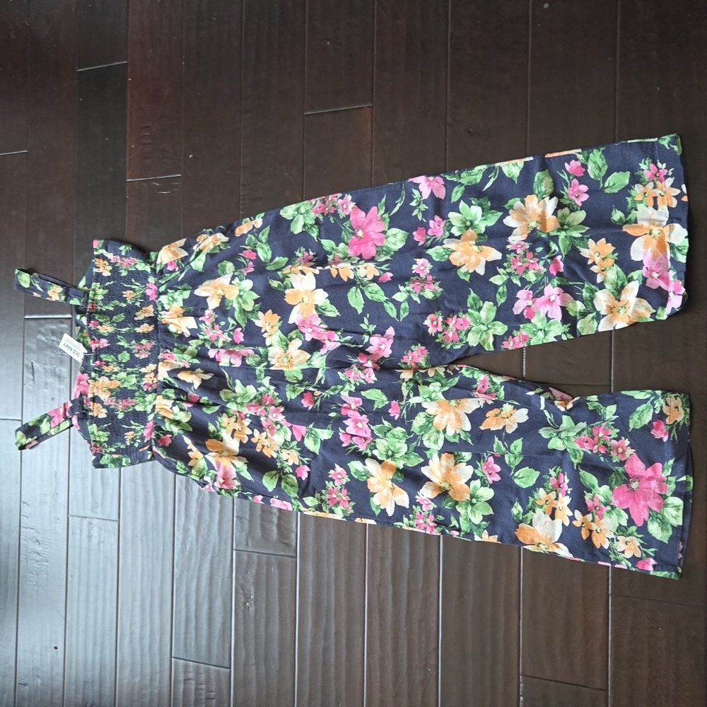 NEW Old Navy Wide Leg Blue Floral Linen-Blend Adjustable Strap Jumpsuit - MP - Picture 7 of 13